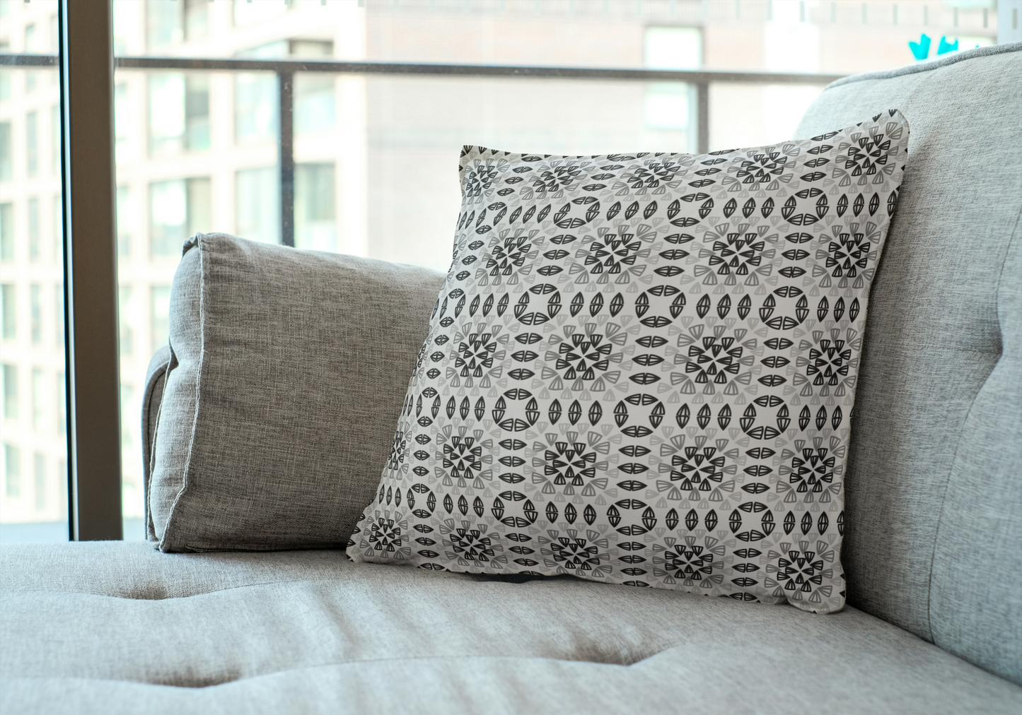 Silver Monochrome Granny Squares Seamless Print