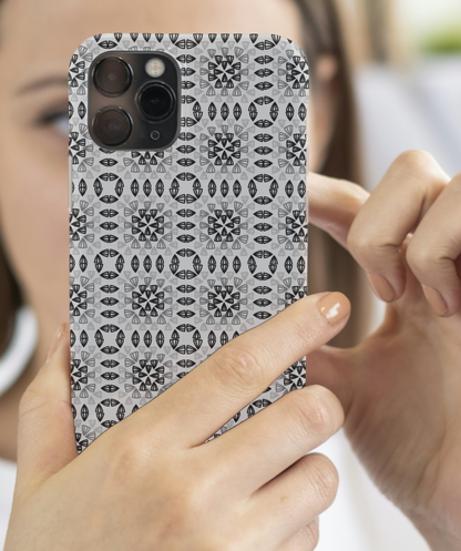 Silver Monochrome Granny Squares Seamless Print