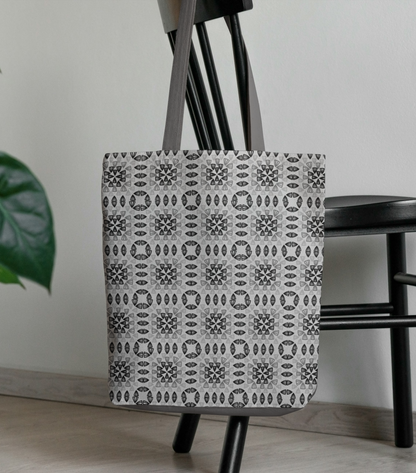 Silver Monochrome Granny Squares Seamless Print