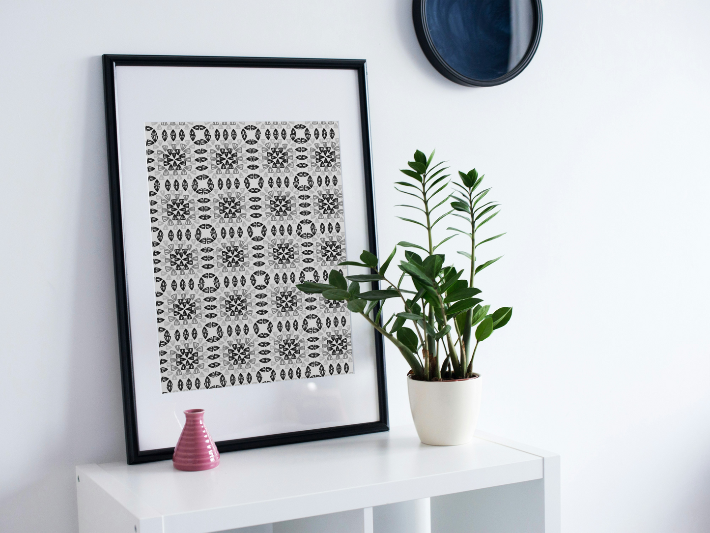 Silver Monochrome Granny Squares Seamless Print
