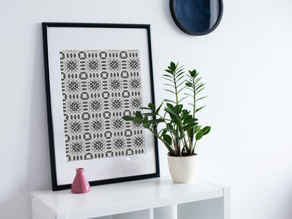 Silver Monochrome Granny Squares Seamless Print