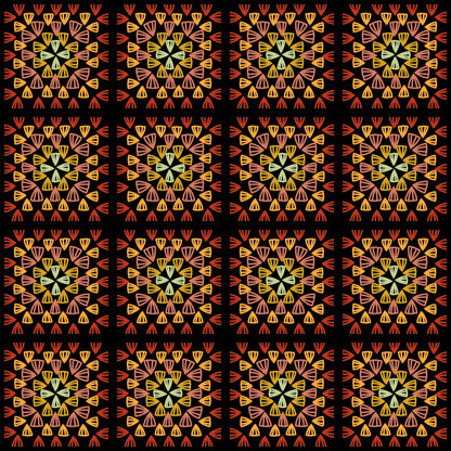 Rustic Granny Revival Granny Squares Print