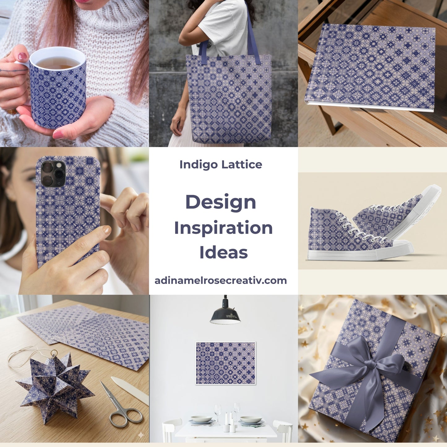 Indigo Lattice Seamless Pattern