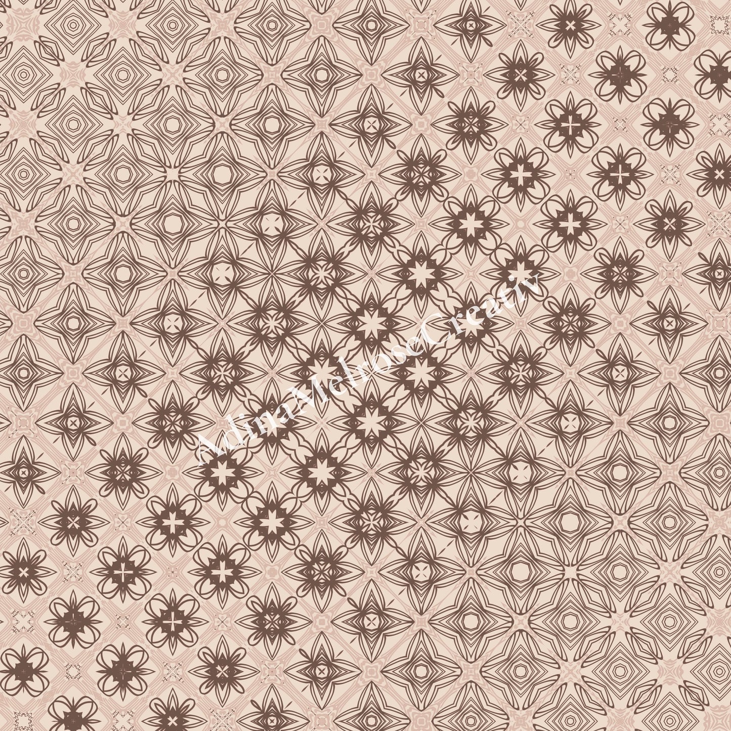 Patterned background with geometric shapes in brown on a beige background
