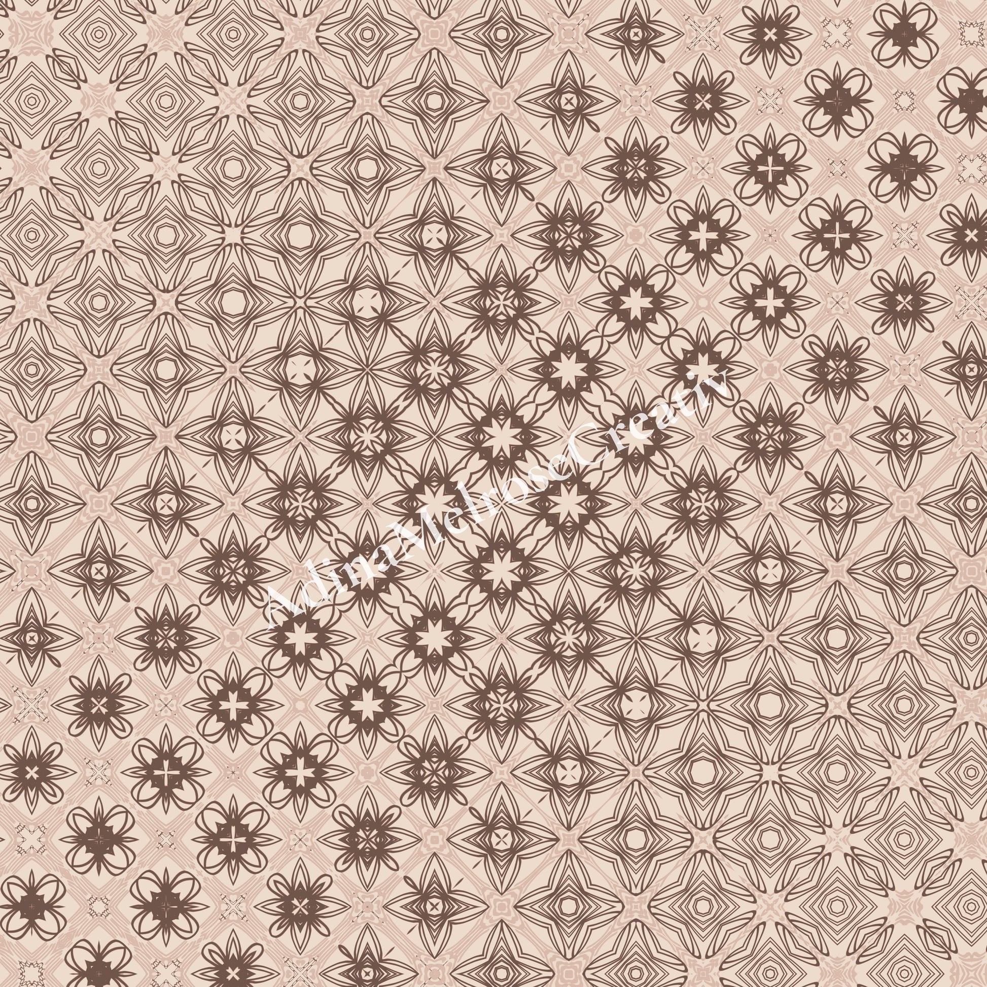 Patterned background with geometric shapes in brown on a beige background
