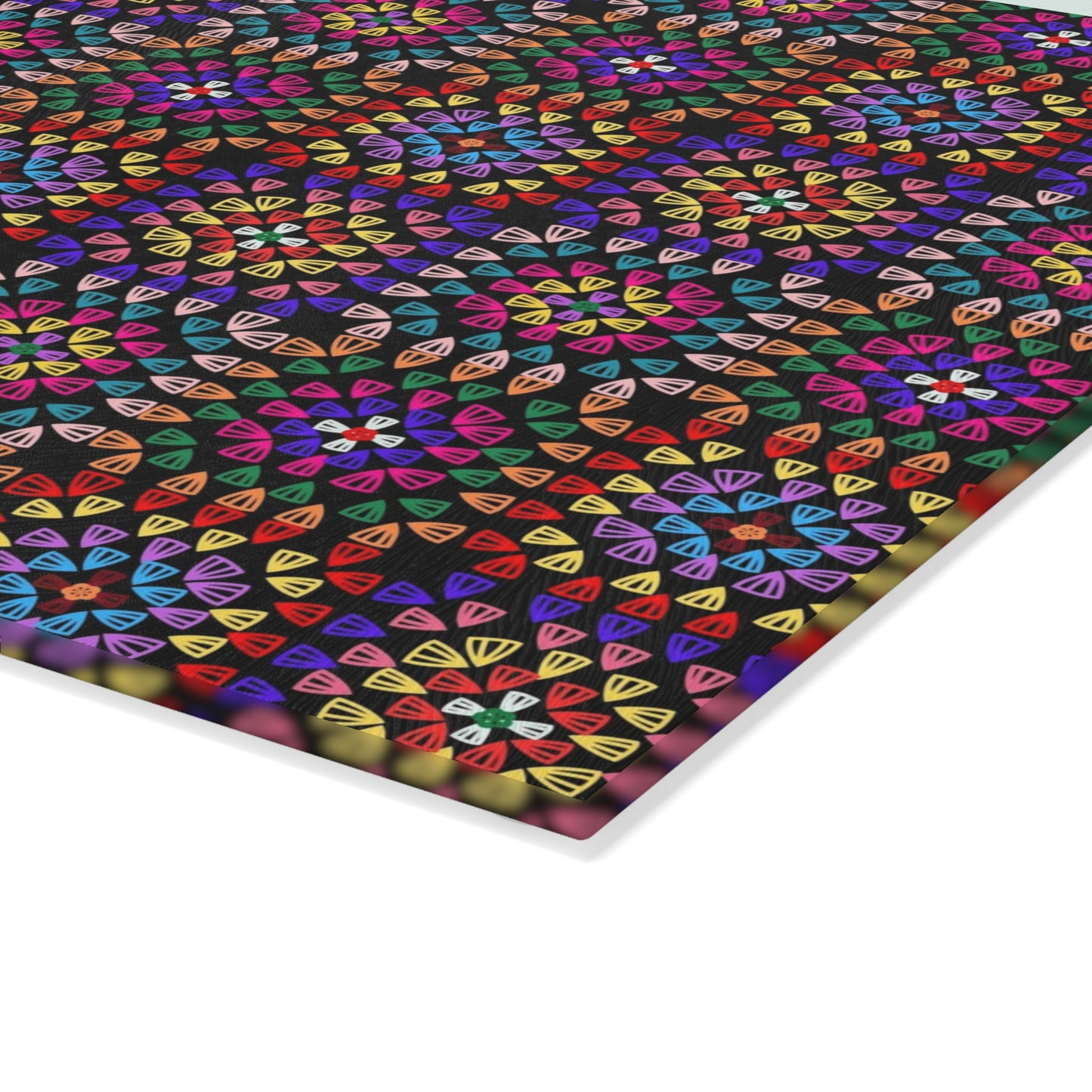 Glass Cutting Board - Rainbow Radiance Crochet-Inspired