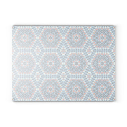 Glass Cutting Board - Azure Mandala Crochet-Inspired