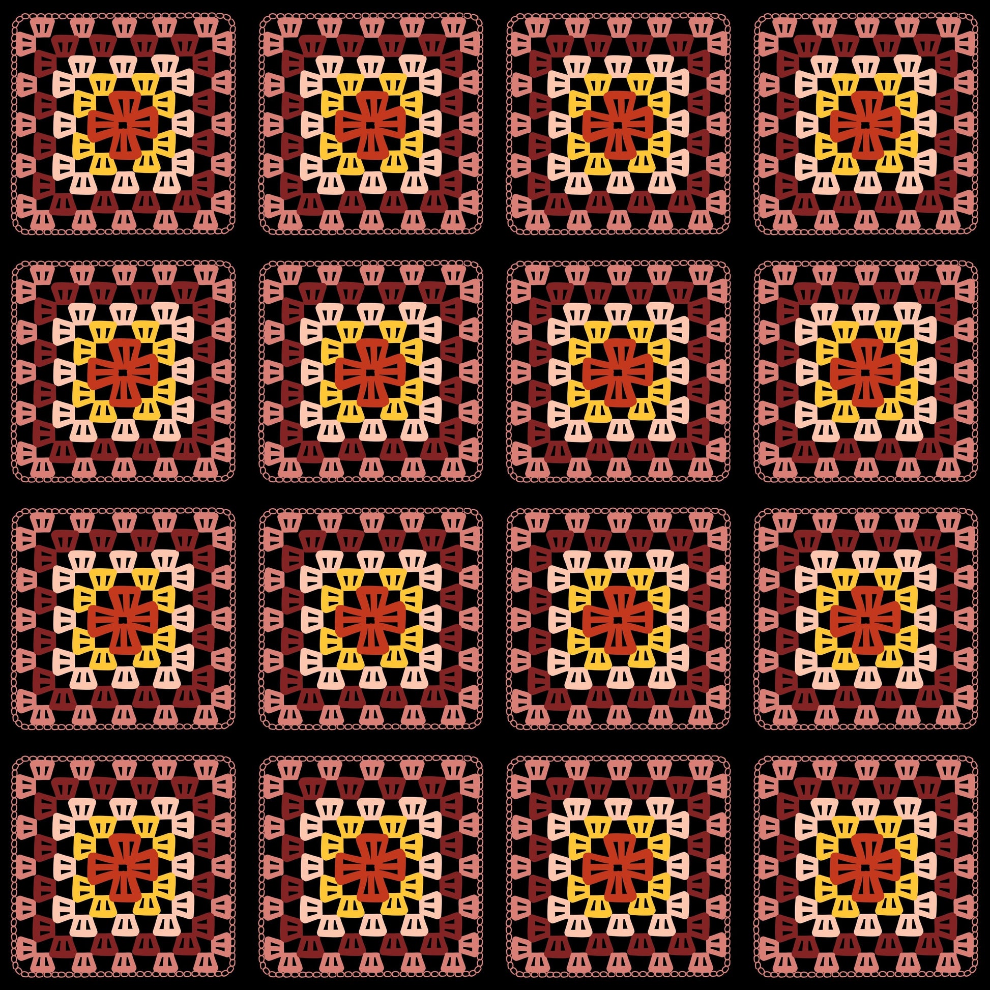 Amber Threads Granny Squares Print