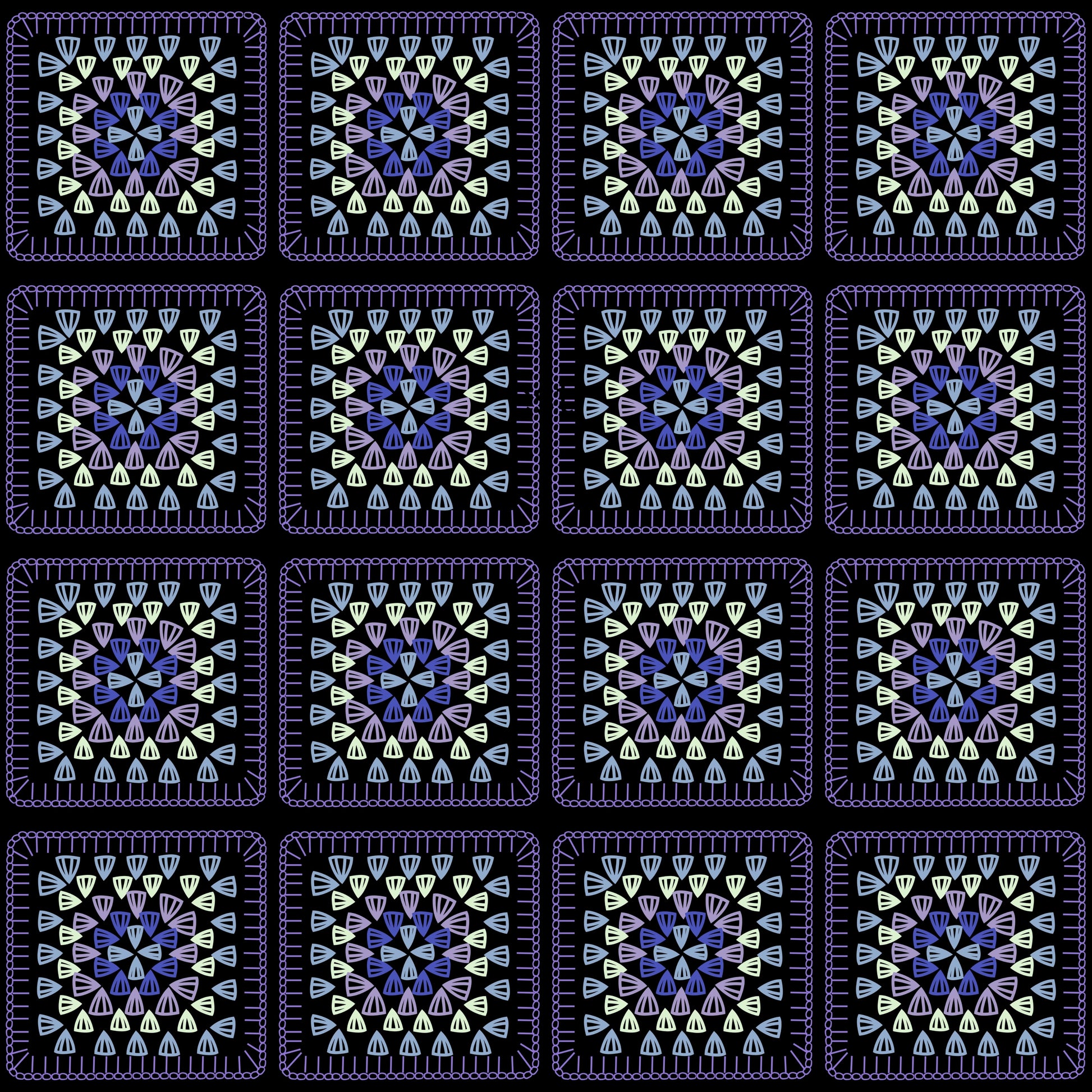 Amethyst Harmony Embroidery Granny Squares Print