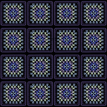 Amethyst Harmony Embroidery Granny Squares Print
