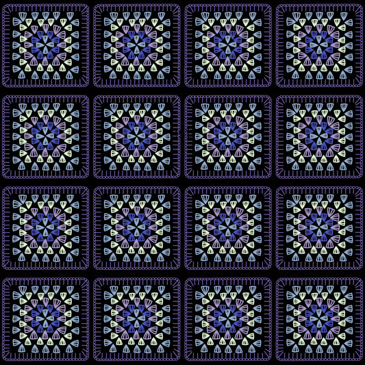 Amethyst Harmony Embroidery Granny Squares Print