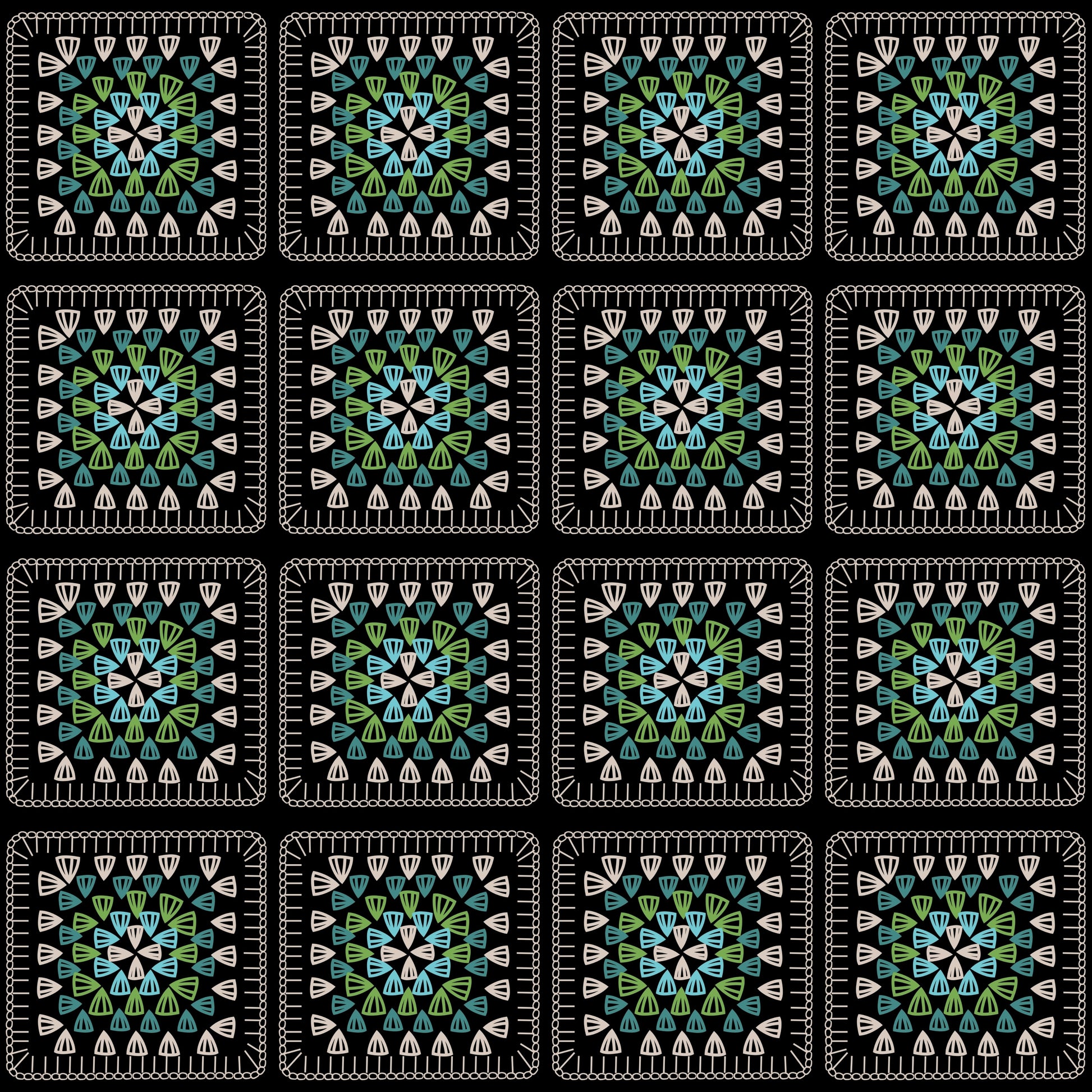 Apple Meadow Granny Squares Print