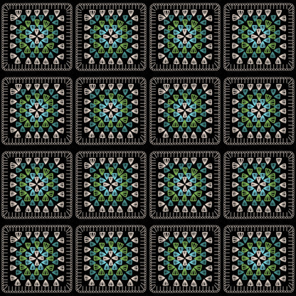 Apple Meadow Granny Squares Print