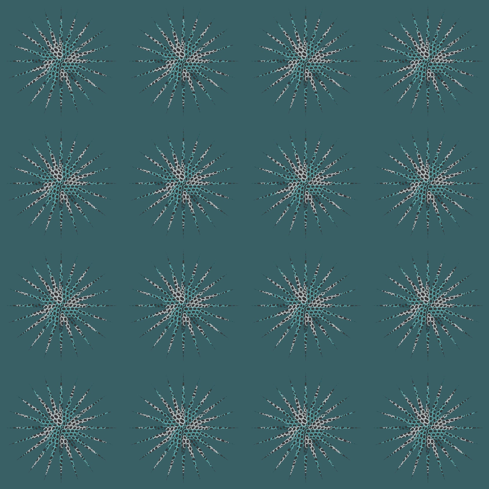 Aqua Teal Starburst  Crochet-Inspired Floral Seamless Pint
