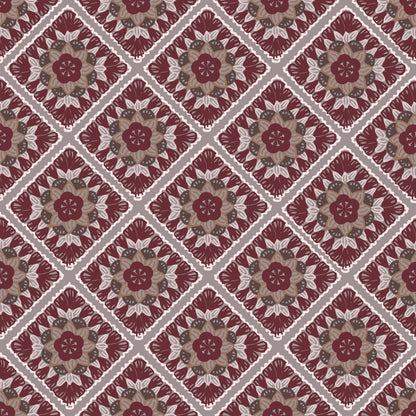 Aubergine Tapestry Granny Squares Floral Seamless Print