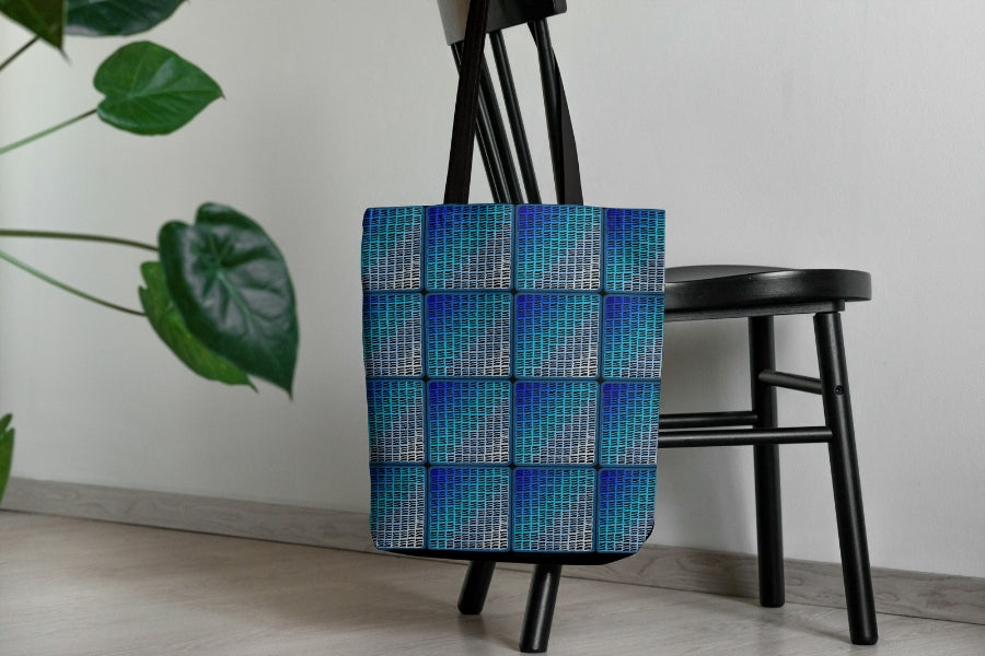 Blue Diamond Trellis Lattice Granny Squares Seamless Print