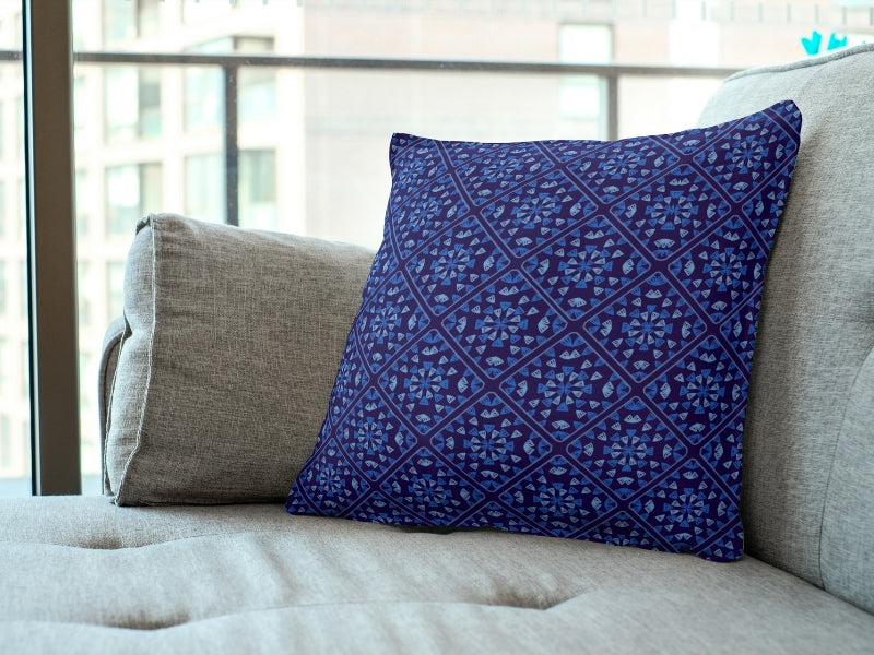 Blue Wave Lattice Granny Squares Print