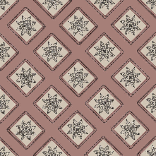 Blush Elegance Embroidery Floral Granny Squares Print