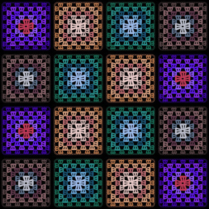 Boho Mosaic Qulit Crochet-Inspired Granny Squares Print