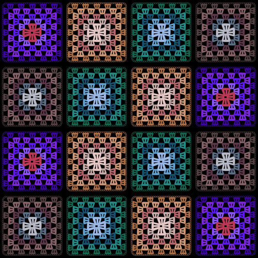 Boho Mosaic Qulit Crochet-Inspired Granny Squares Print