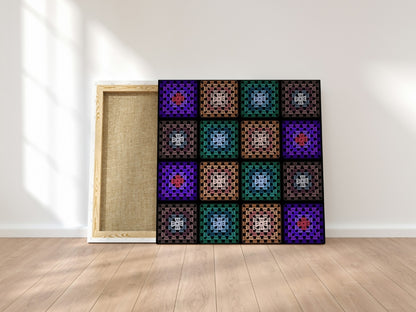 Boho Mosaic Qulit Crochet-Inspired Granny Squares Print