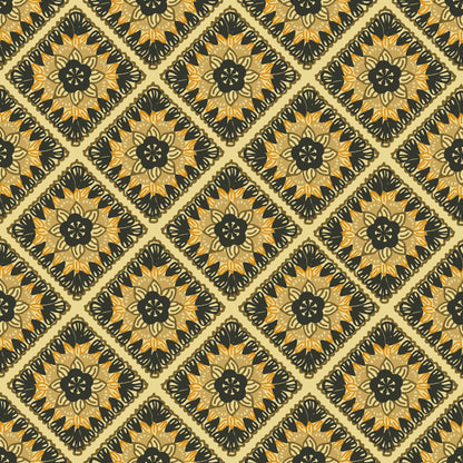 Burnt Sienna Granny Squares Floral Seamless Print