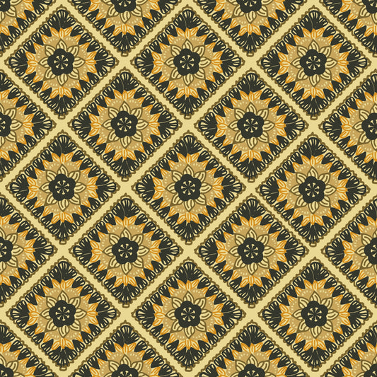 Burnt Sienna Granny Squares Floral Seamless Print