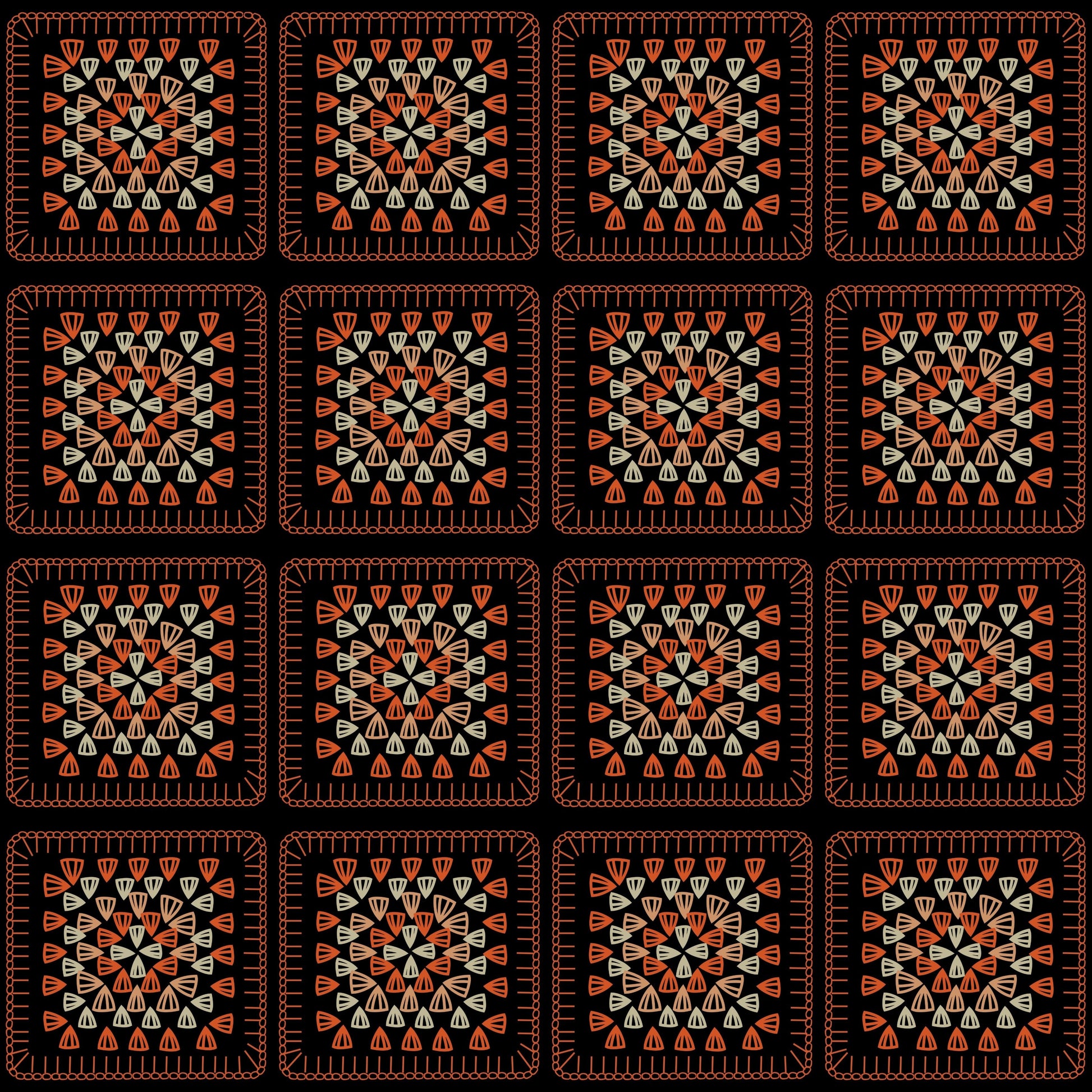Caramel Whisper Granny Squares Print