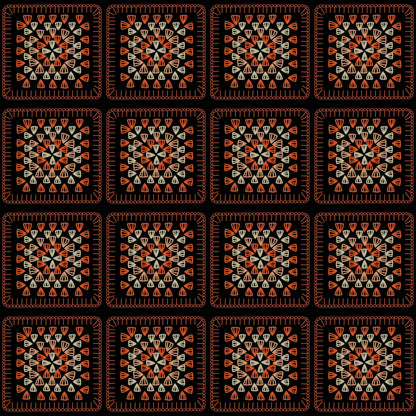 Caramel Whisper Granny Squares Print