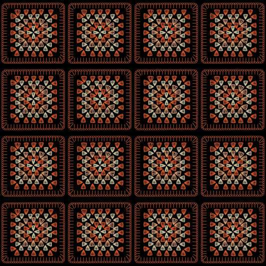 Caramel Whisper Granny Squares Print