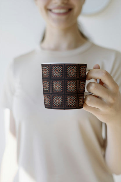 Caramel Whisper Granny Squares Print