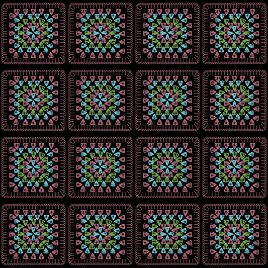 Cherry Orchard Embroidery Granny Squares Print