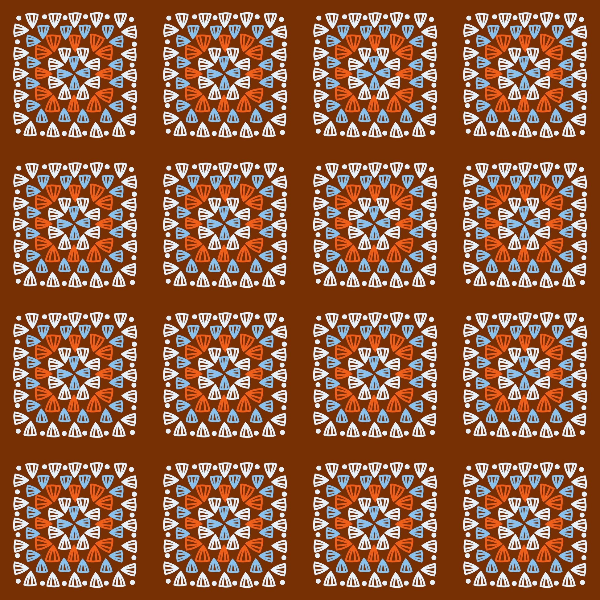 Chocolate Blend Granny Squares Print