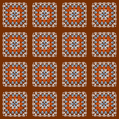 Chocolate Blend Granny Squares Print