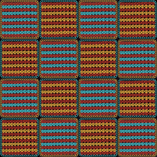 Chunky Afgan Honey Cobalt Waves Granny Squares Print