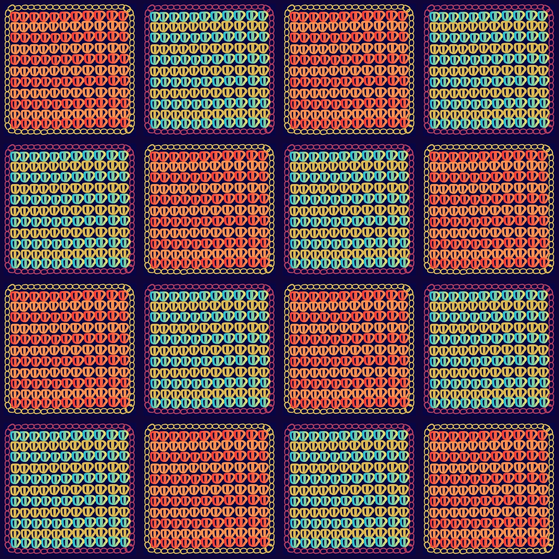 Chunky Afghan Citrus Waves Granny Squares Print