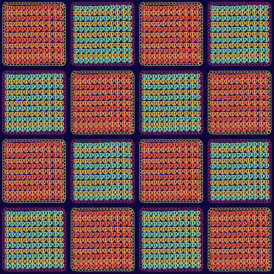 Chunky Afghan Citrus Waves Granny Squares Print