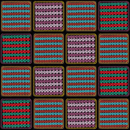 Chunky Afghan Multi Waves Granny Squares Print