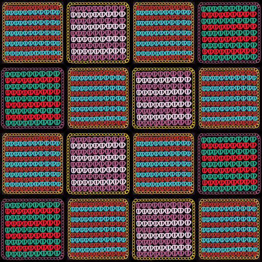 Chunky Afghan Multi Waves Granny Squares Print