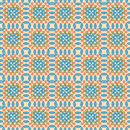 Coral Reef Dream Granny Square Seamless Print
