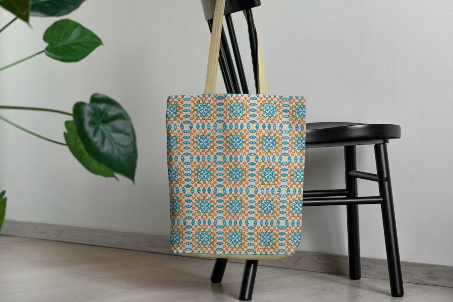 Coral Reef Dream Granny Square Seamless Print
