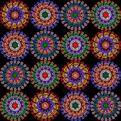 Cosmic Mandala Floral Granny Circles Seamless Print