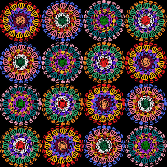 Cosmic Mandala Floral Granny Circles Seamless Print