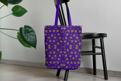 Cosmic Royal Amethyst Crochet-Inspired Granny Squares Print