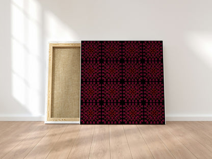 Dark Cherry  Bloom Granny Squares Seamless Print
