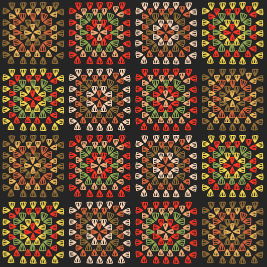 Dark Rustic Tapestry Granny Squares Print