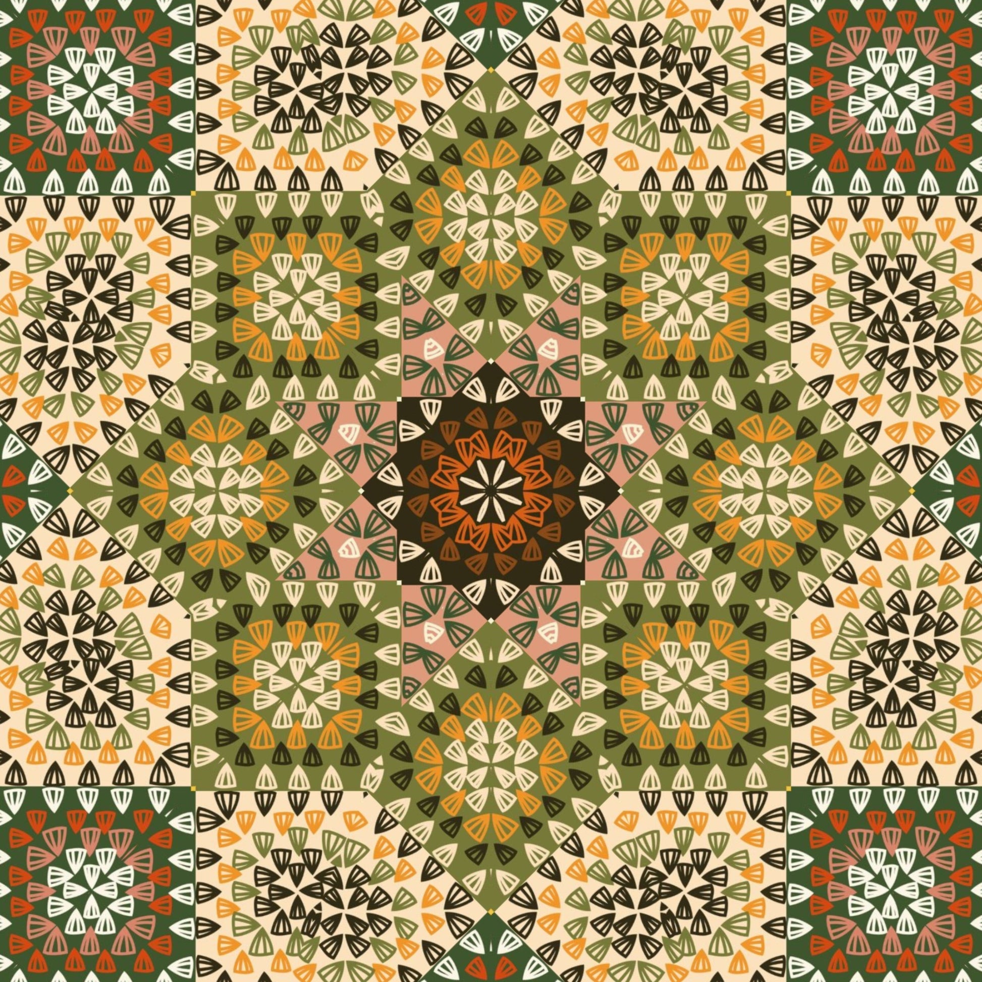 Earthy Mosaic Granny Squares Seamless Print