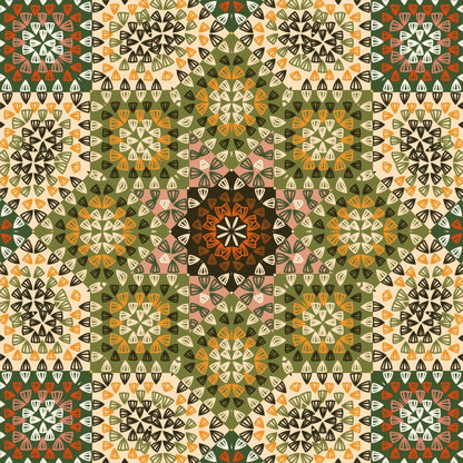 Earthy Mosaic Granny Squares Seamless Print