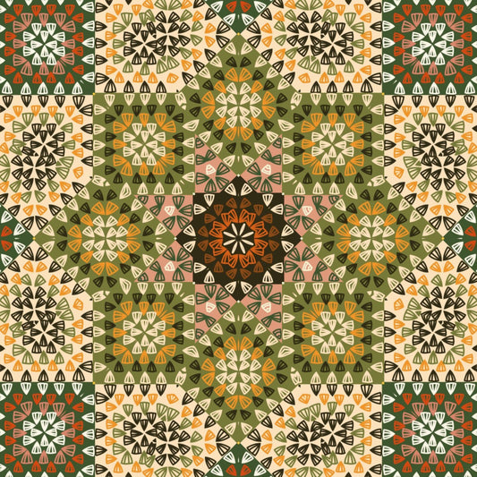 Earthy Mosaic Granny Squares Seamless Print