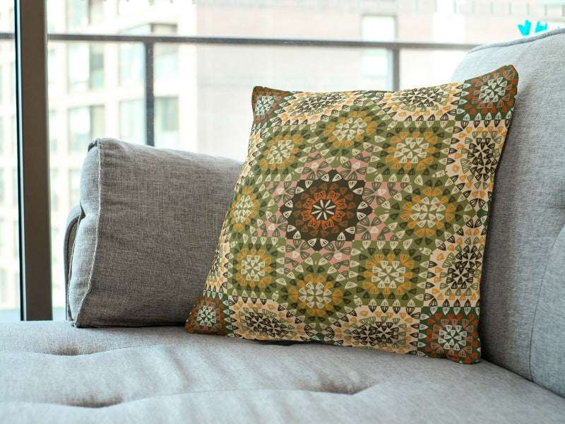 Earthy Mosaic Granny Squares Seamless Print